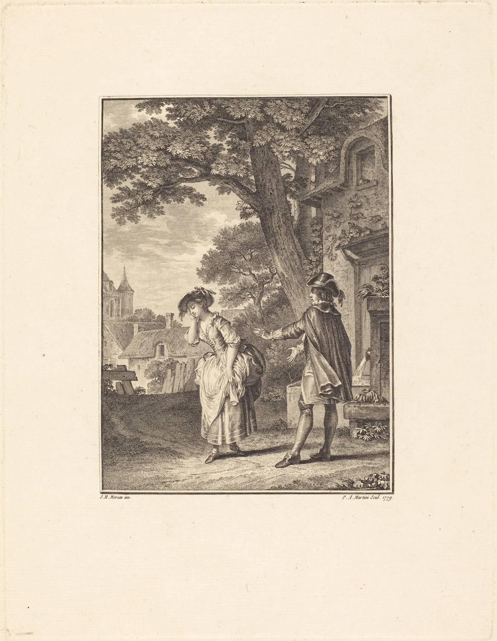 Le Devin du Village (Colette Weeping), by Pietro Antonio Martini, ink, 1779