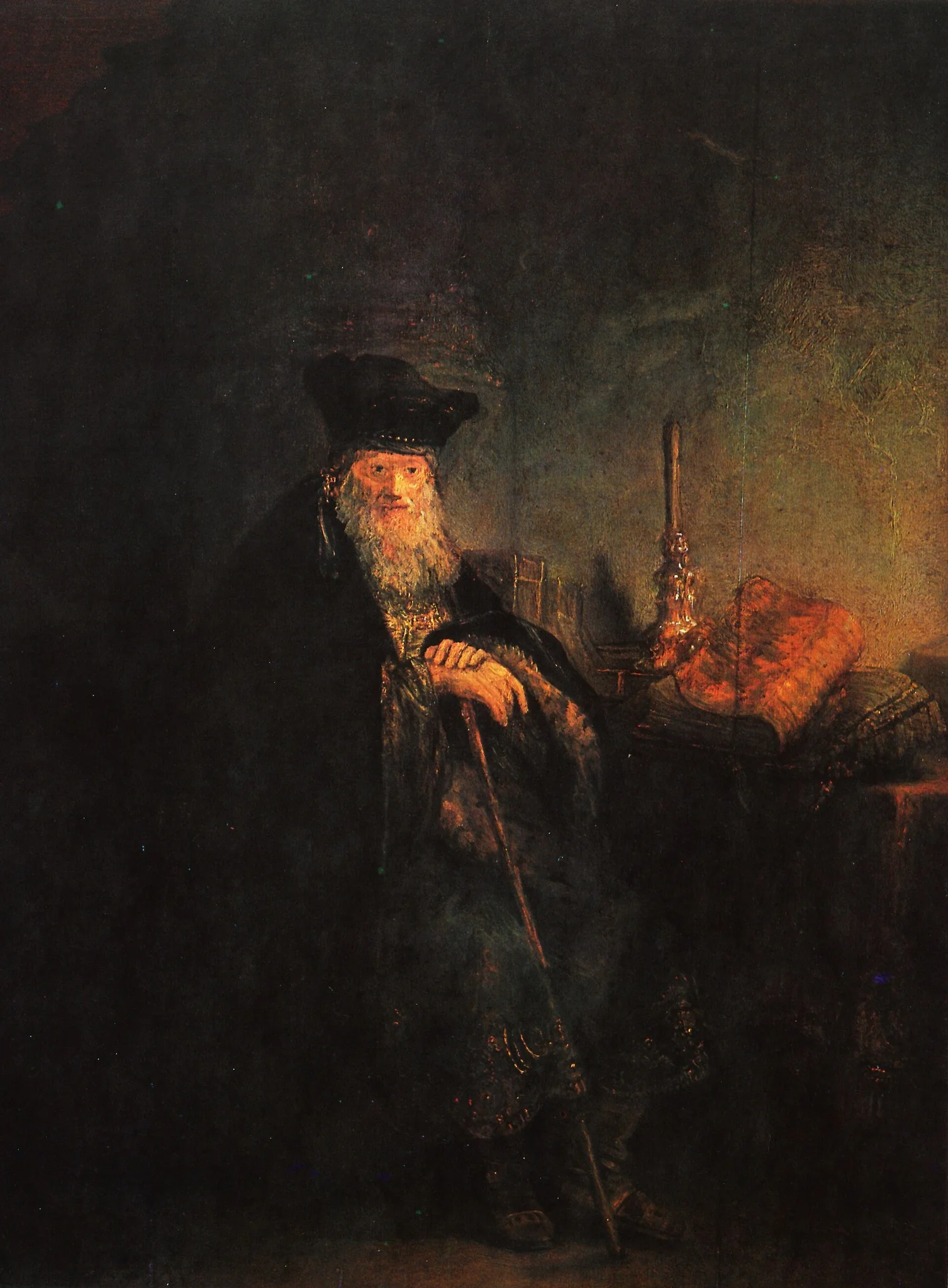 Old scholar in a study