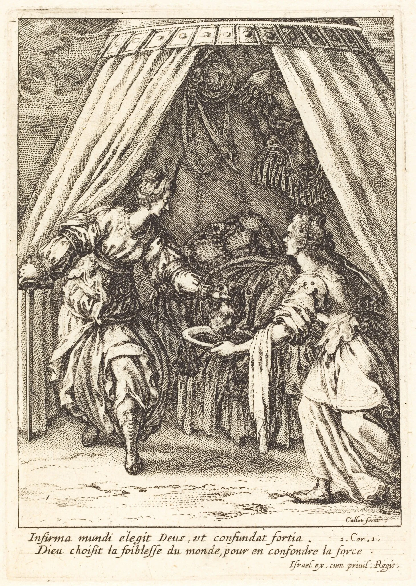 Judith with the Head of Holofernes, by Jacques Callot, ink, 1628