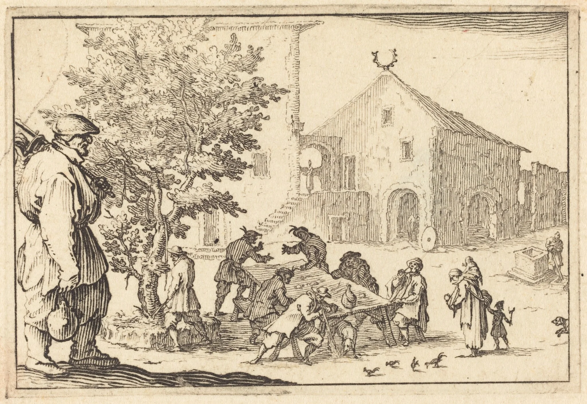 Tavern, by Jacques Callot, ink, 1617