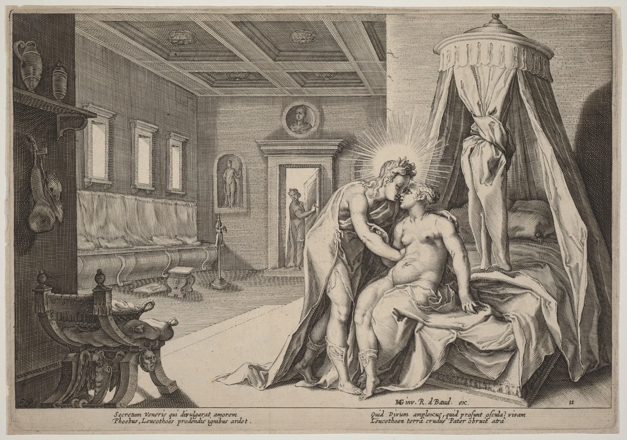 Apollo Abusing Leucothoe, by Hendrik Goltzius, ink, 1615