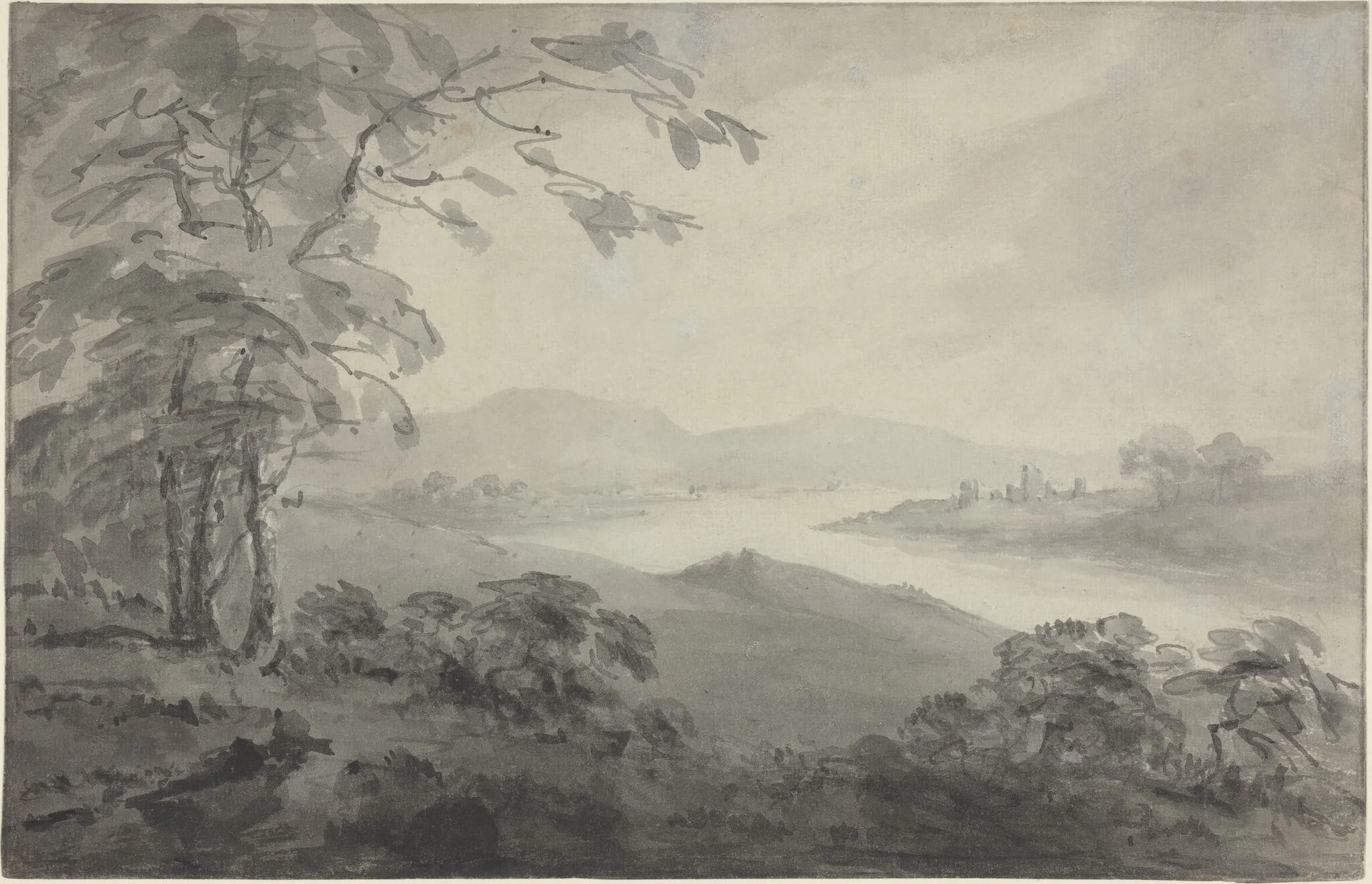 River Landscape with Ruins