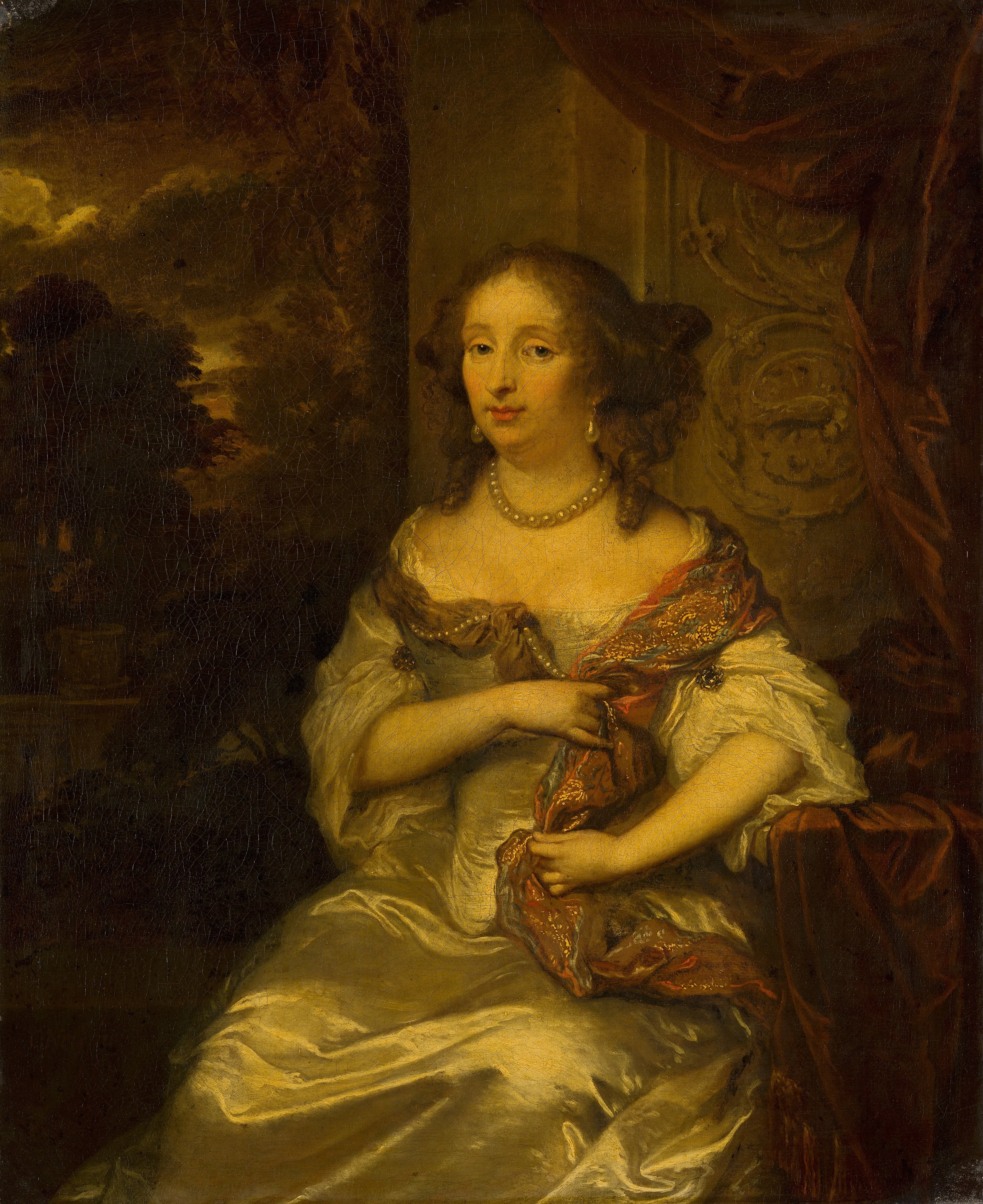 Portrait of Elisabeth van Bebber (1643-1704), by Caspar Netscher, oil, 1689