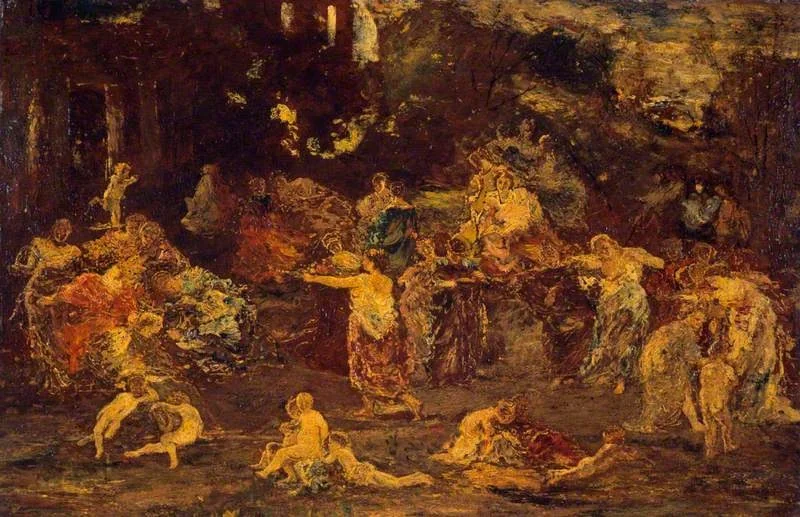 The Garden of Love, by Adolphe Joseph Thomas Monticelli, oil, 1870