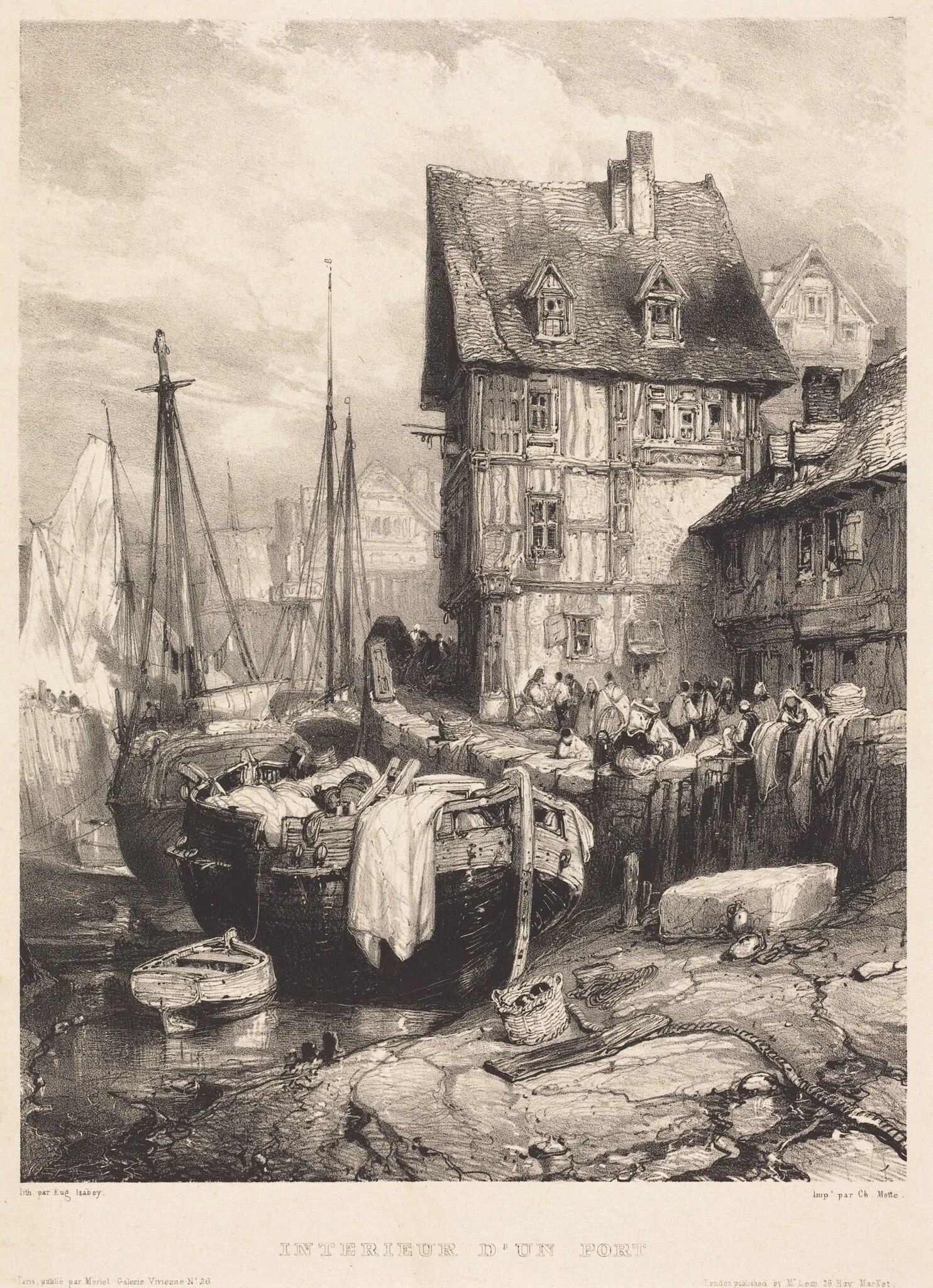 Intérieur d'un Port, by Eugène Isabey, ink, 1833