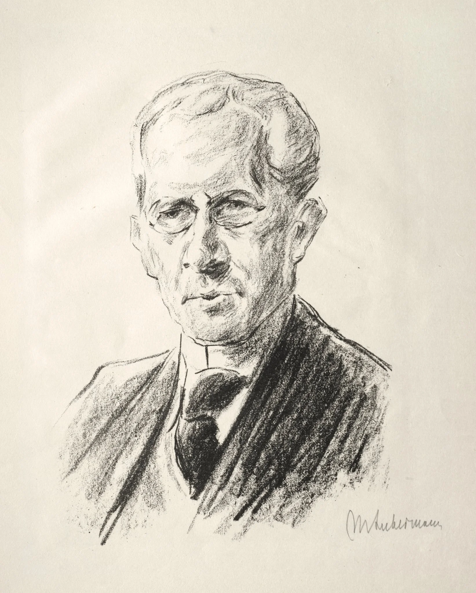 Arno Holz Mappe:  Portrait Arno Holz, by Max Liebermann, 1923