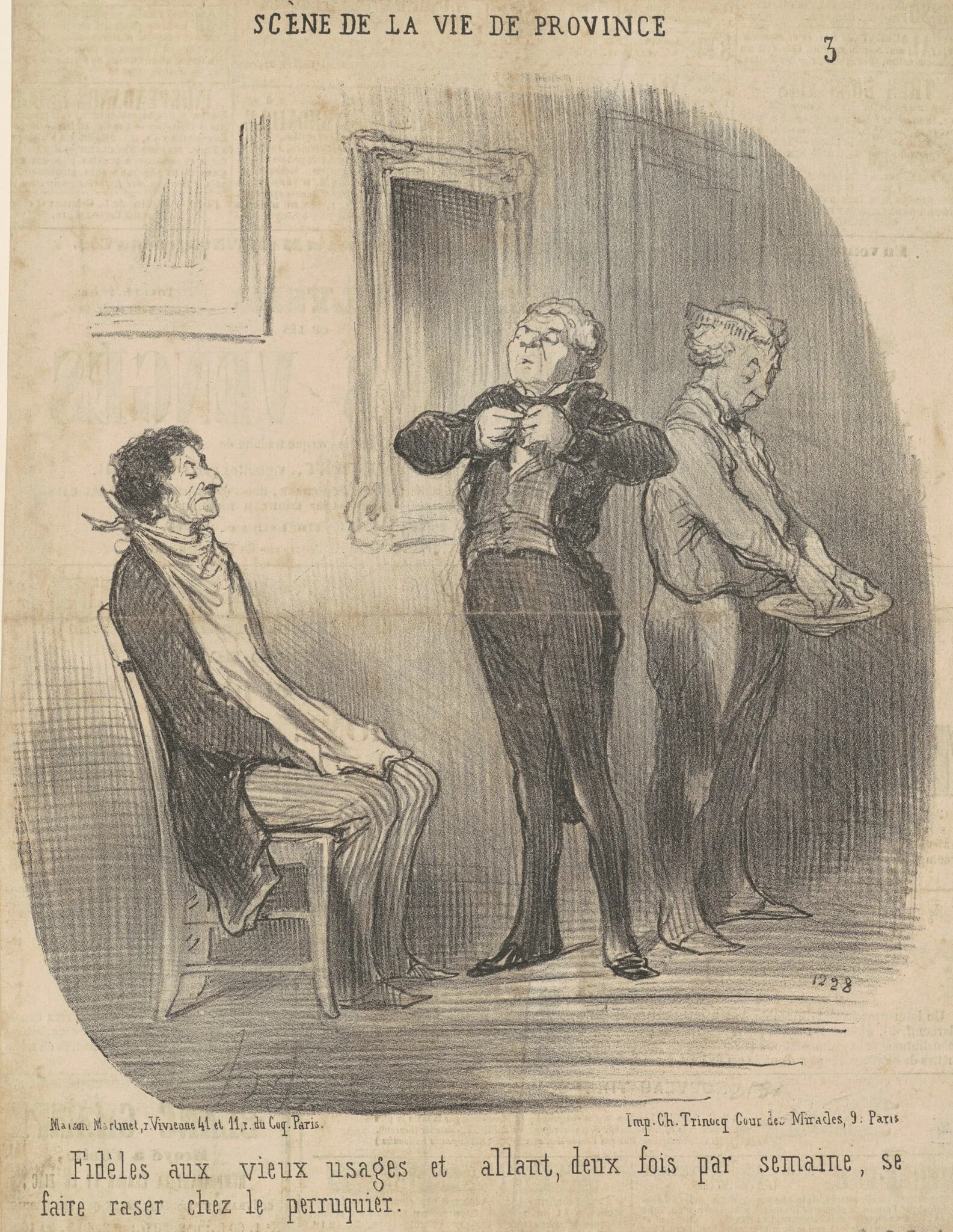 Fidèles aux vieux usages ..., by Honoré Daumier, ink, 1852