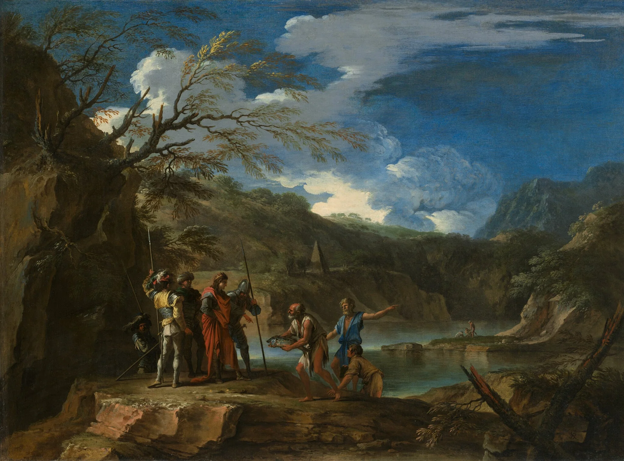 Polycrates and the Fisherman, by Salvator Rosa, oil, 1664