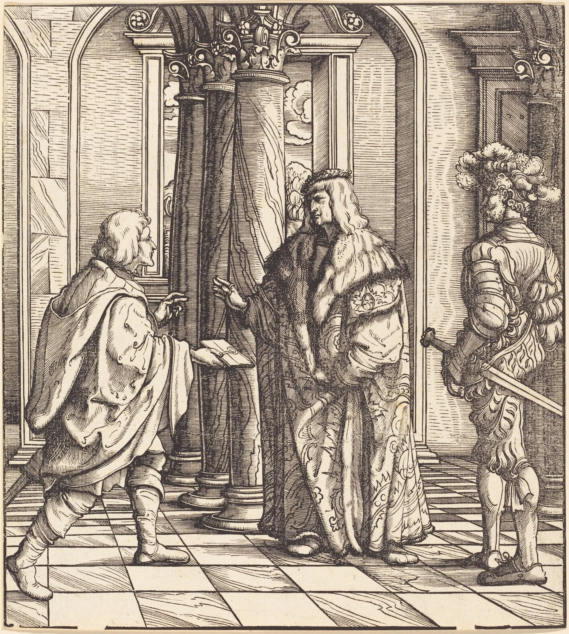 A Message Concerning the White King's Marriage, by Hans Burgkmair the Elder, ink, 1502