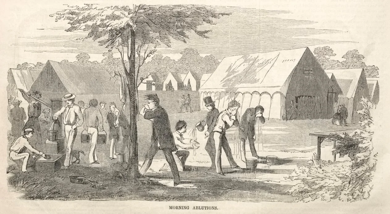 Camp Meeting Sketches:  Morning Ablutions, by Winslow Homer, 1858