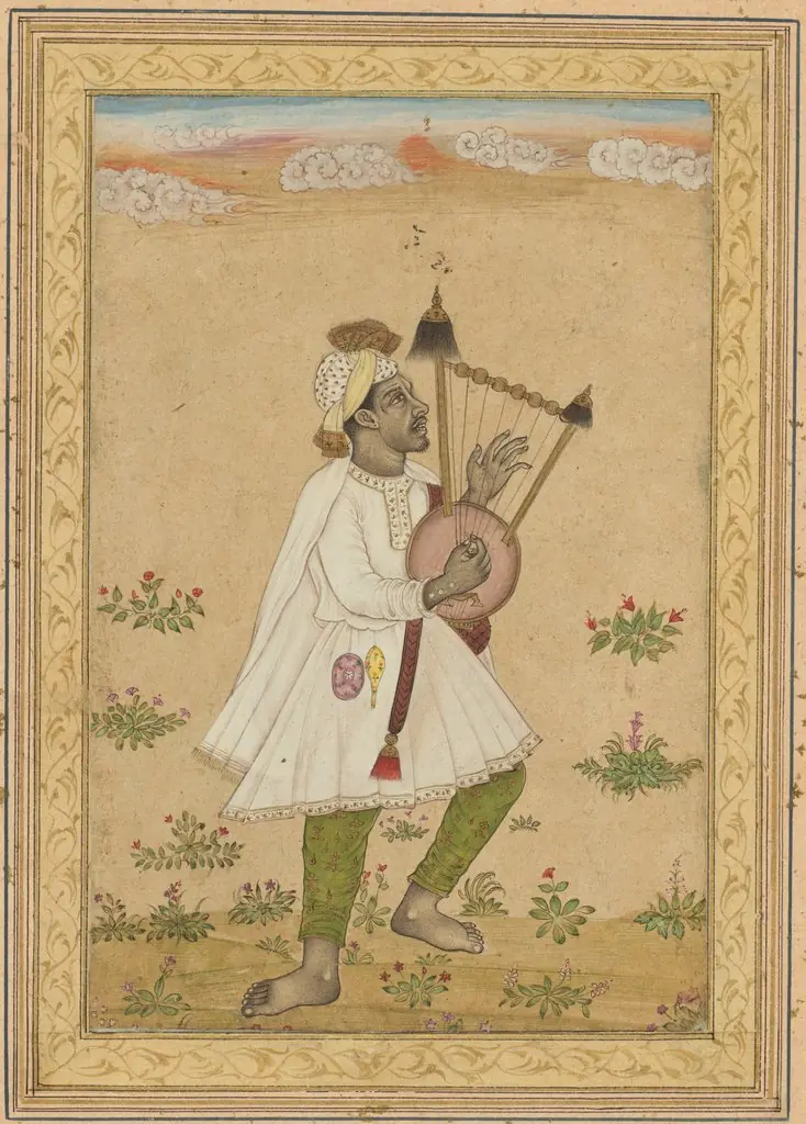 An African Lyre Player (recto); Calligraphy (verso)