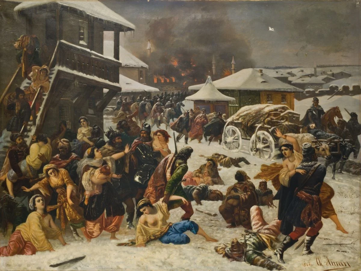 Răpirea cadânelor de ostașii lui Mihai Viteazul, by Theodor Aman, 1862