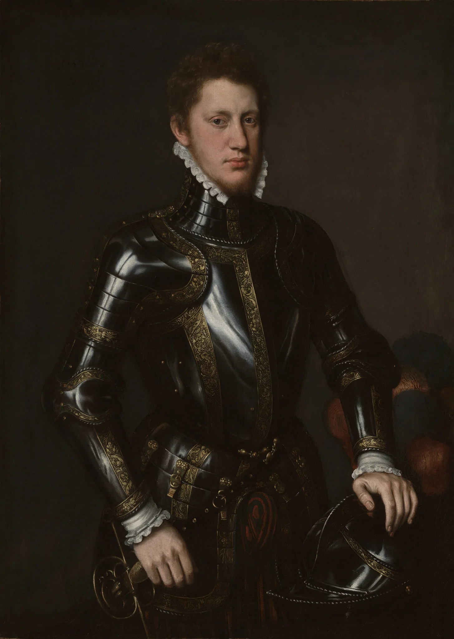 Portrait of a Man in Armor, by Unknown, oil, 1558