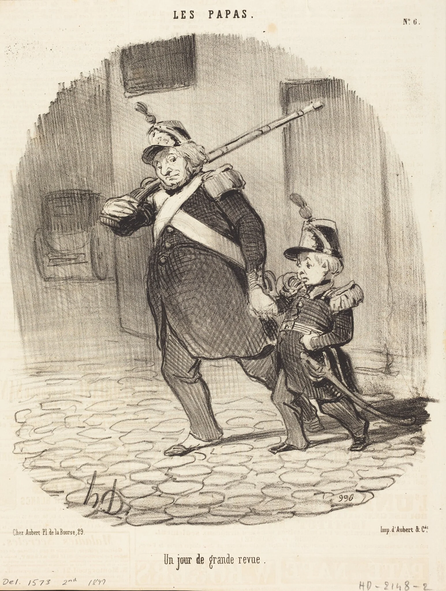 Un Jour de grande revue, by Honoré Daumier, ink, 1847