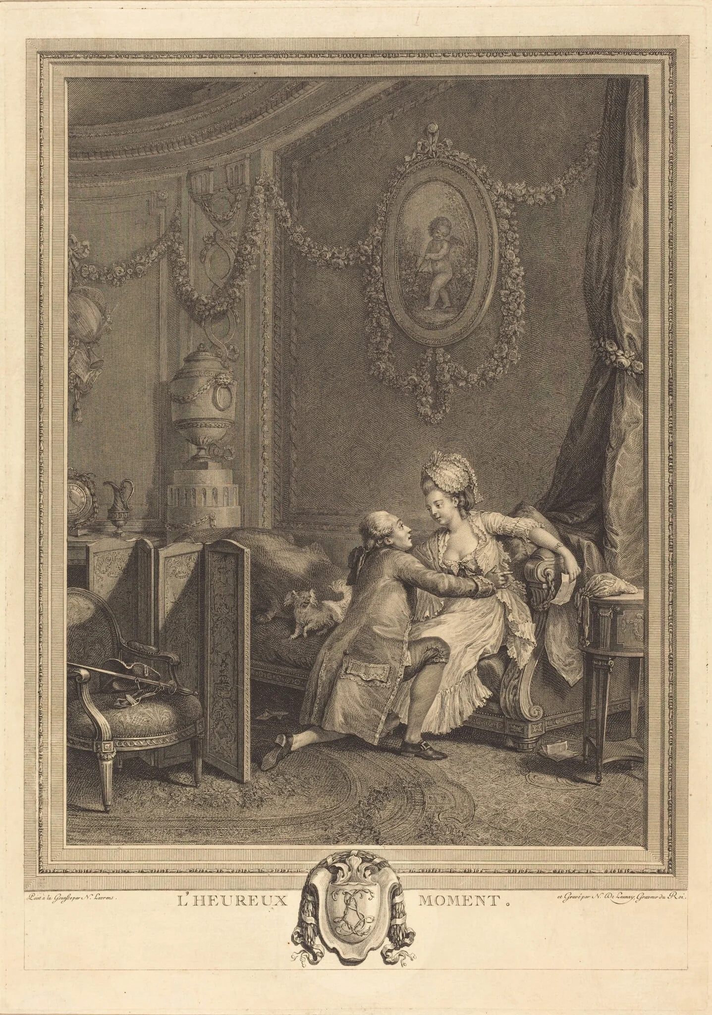 L'heureux moment, by Nicolas Delaunay, ink, 1777