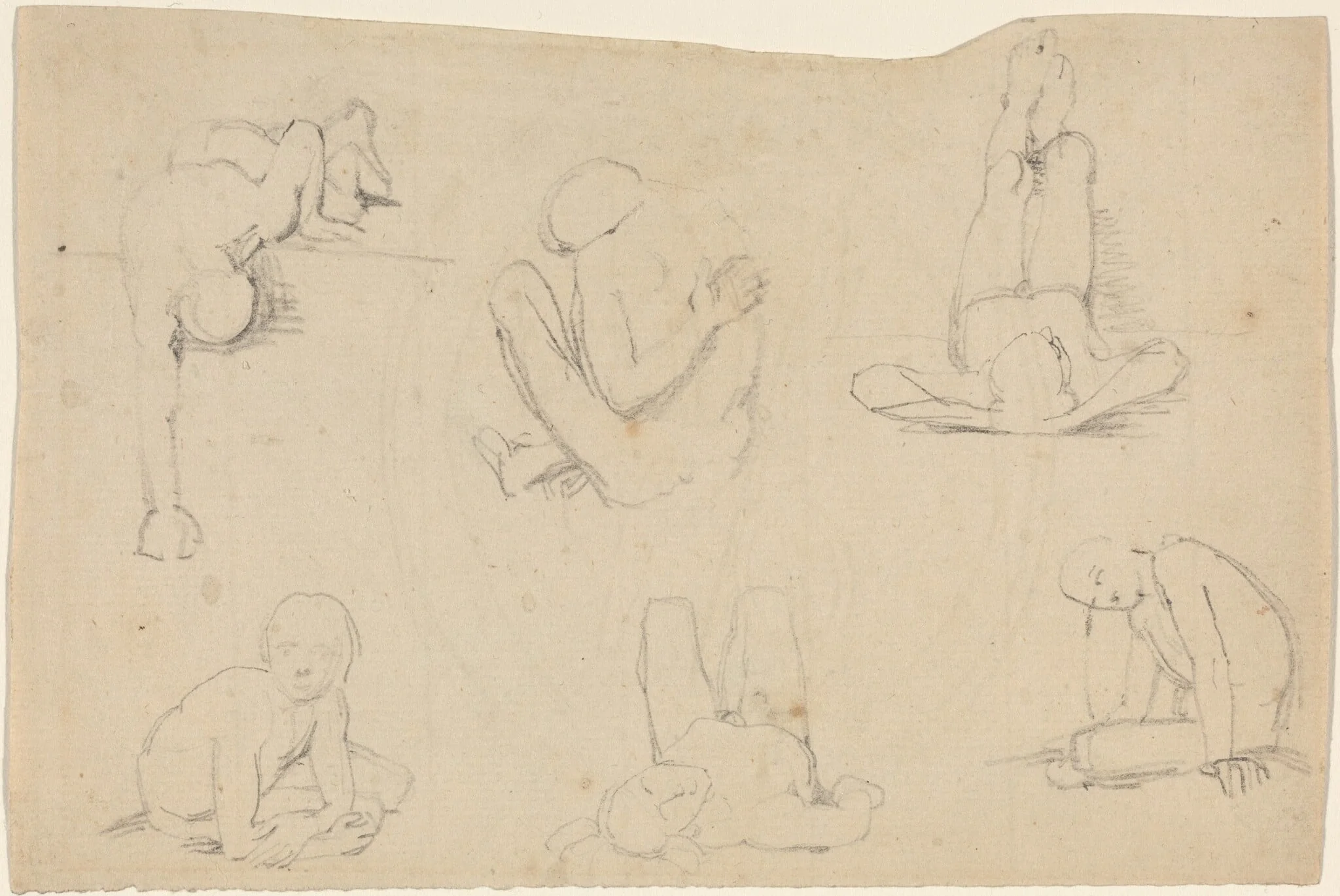 Studies of a Male Figure, by John Flaxman, graphite, 1790