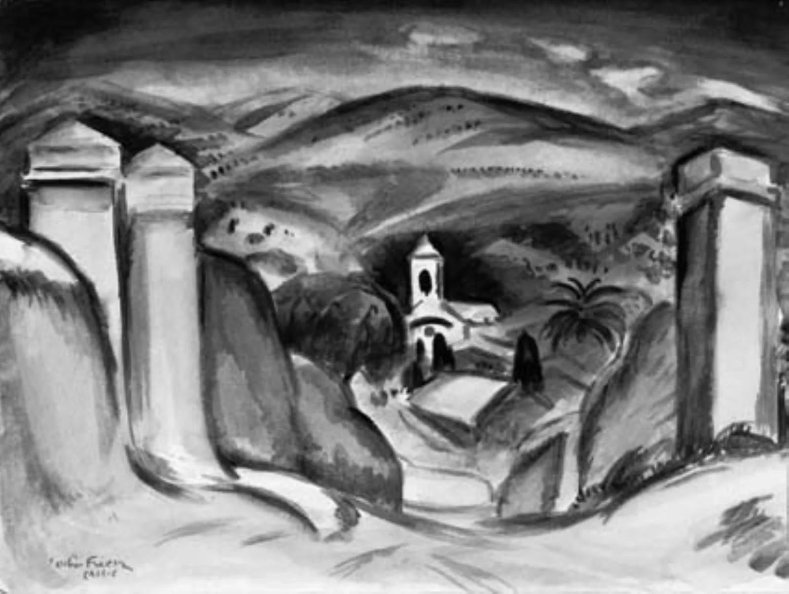 The entrance to Cassis, also called The belfry at Cassis, by Unknown, unspecified, 1909