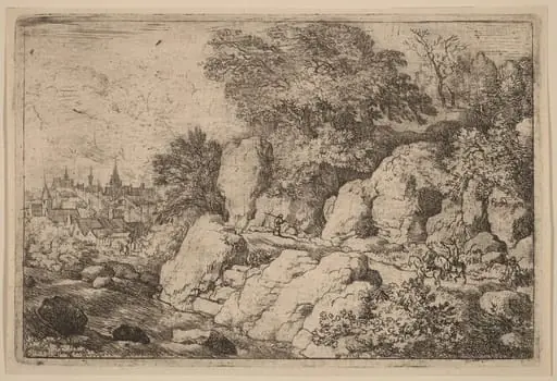 Two Horsemen on a Rocky Path