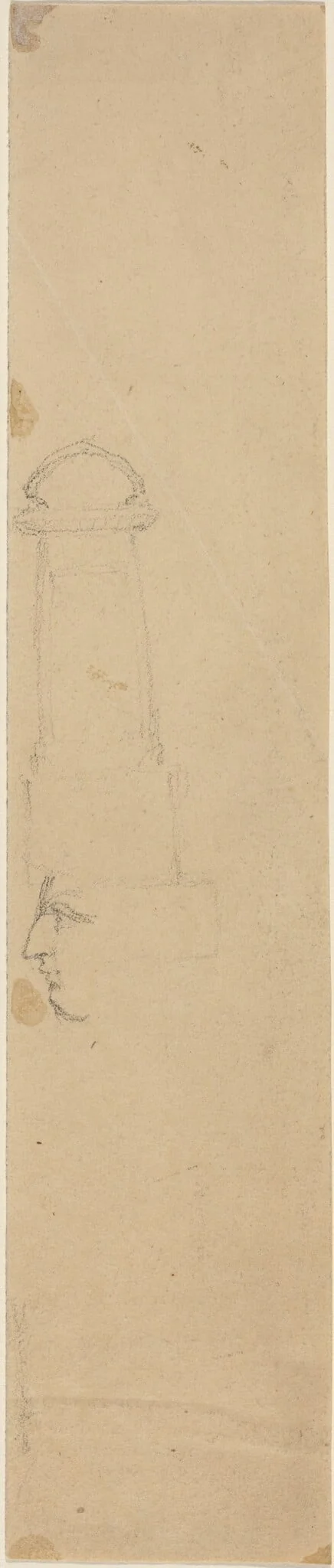 Face in Profile Facing Left and Monument, by John Flaxman, graphite, 1790