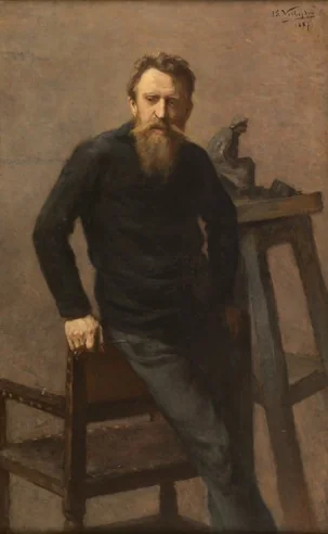 Constantin Meunier in his sculptor's studio, by Isidore Verheyden, oil, 1894