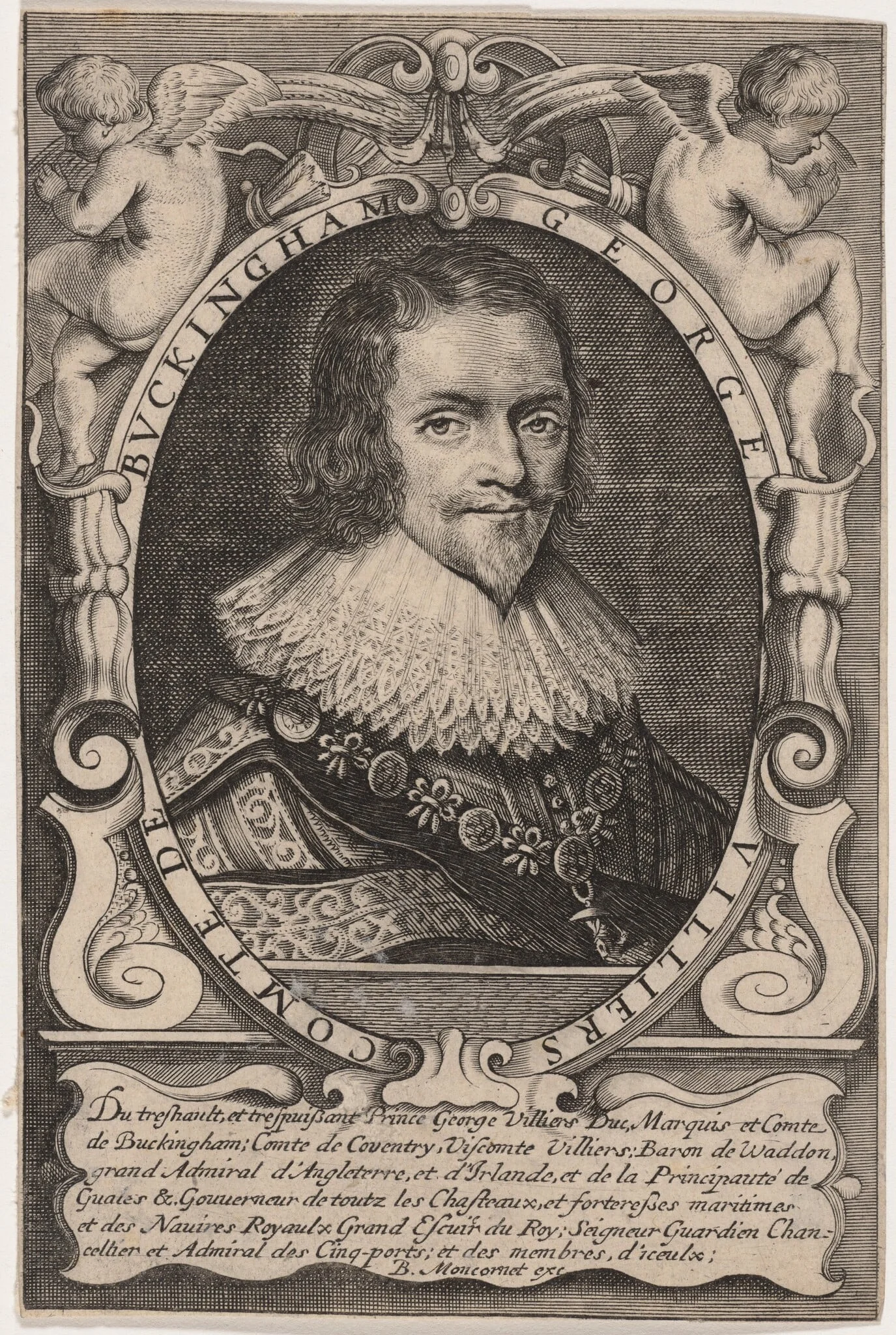 George Villiers, First Duke of Buckingham, by Balthasar Moncornet, ink, 1634