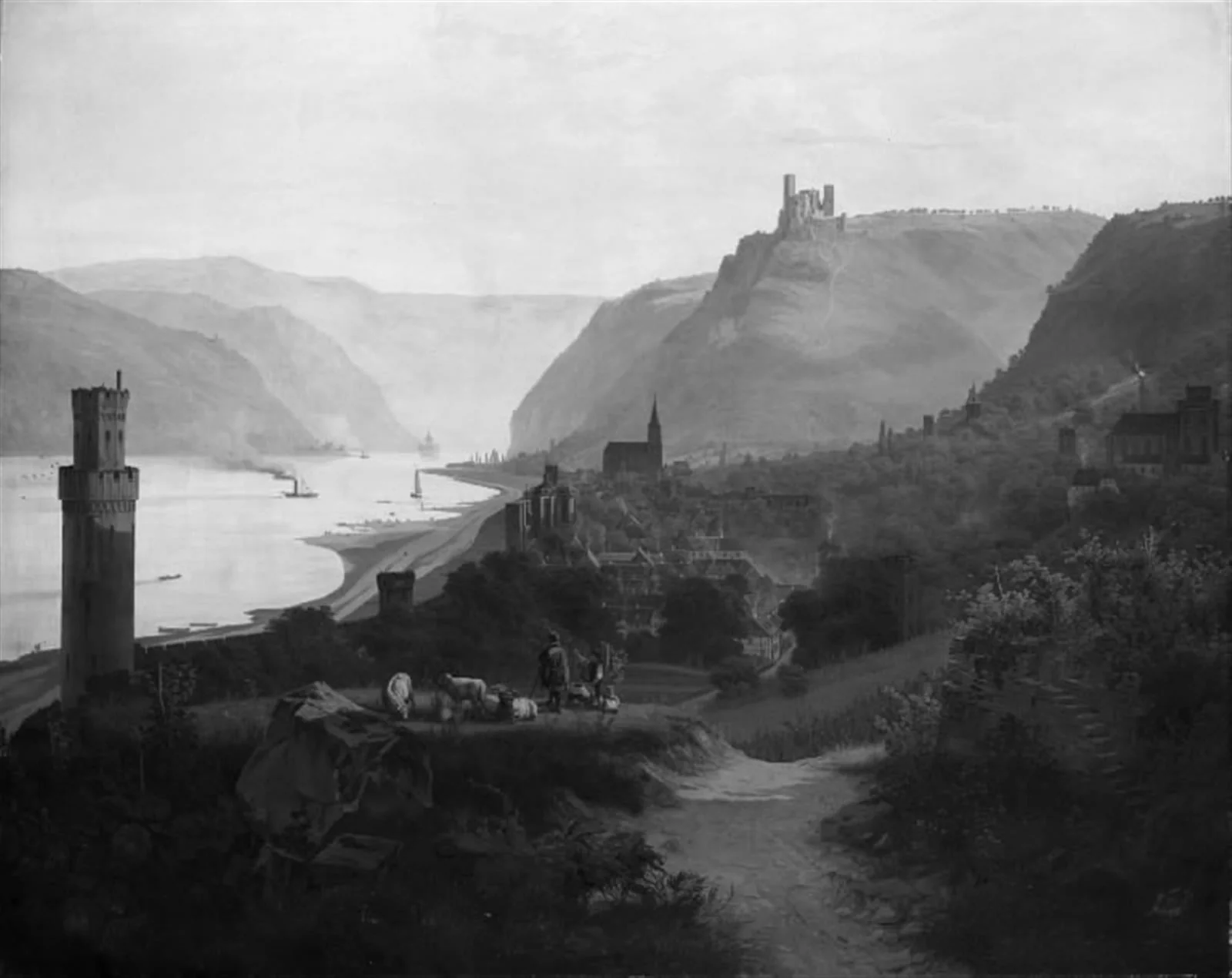 View of Oberwesel and the Rhine. Germany, by Unknown, 1840