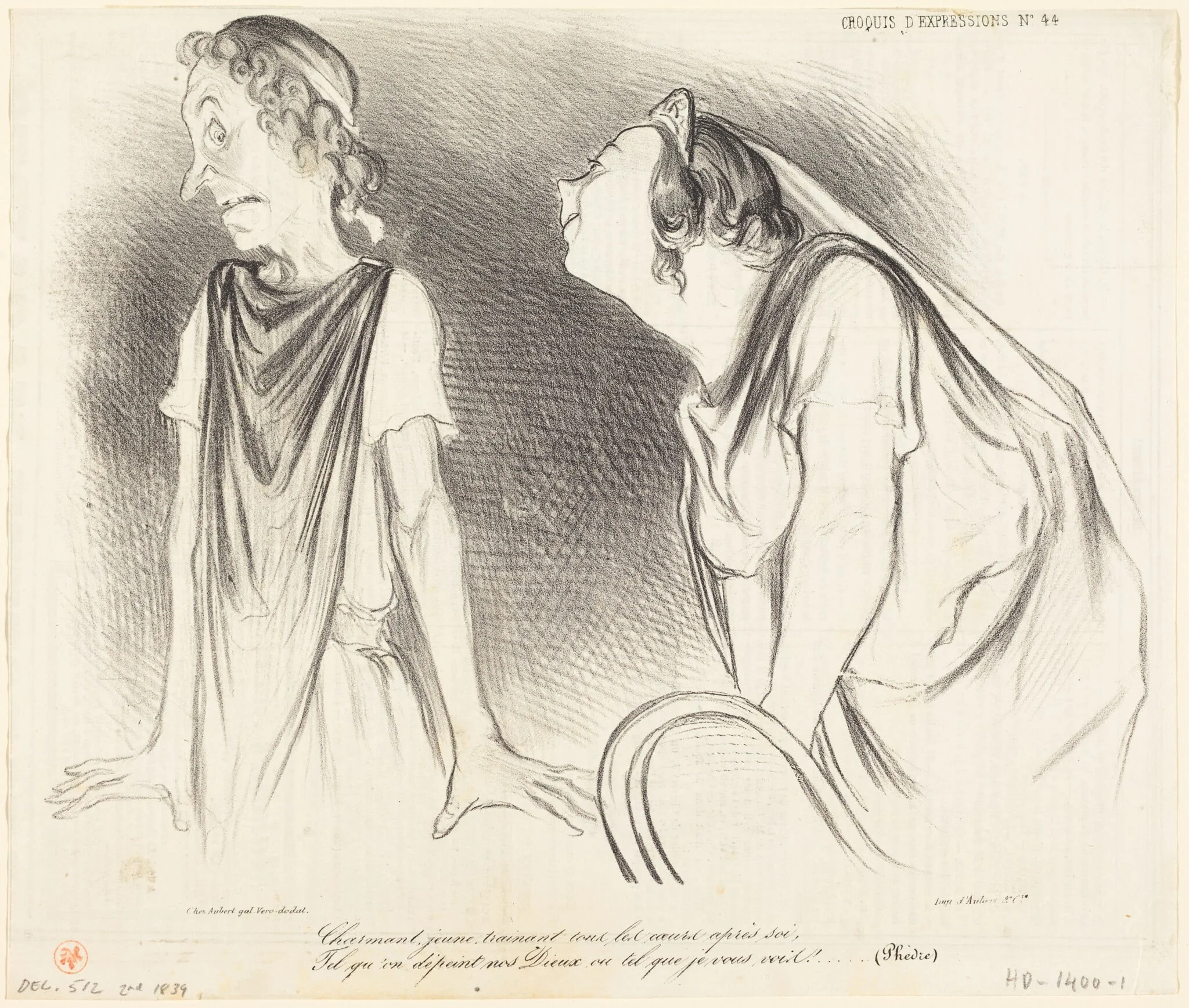 Charmant... trainant tous les coeurs après soi..., by Honoré Daumier, ink, 1839
