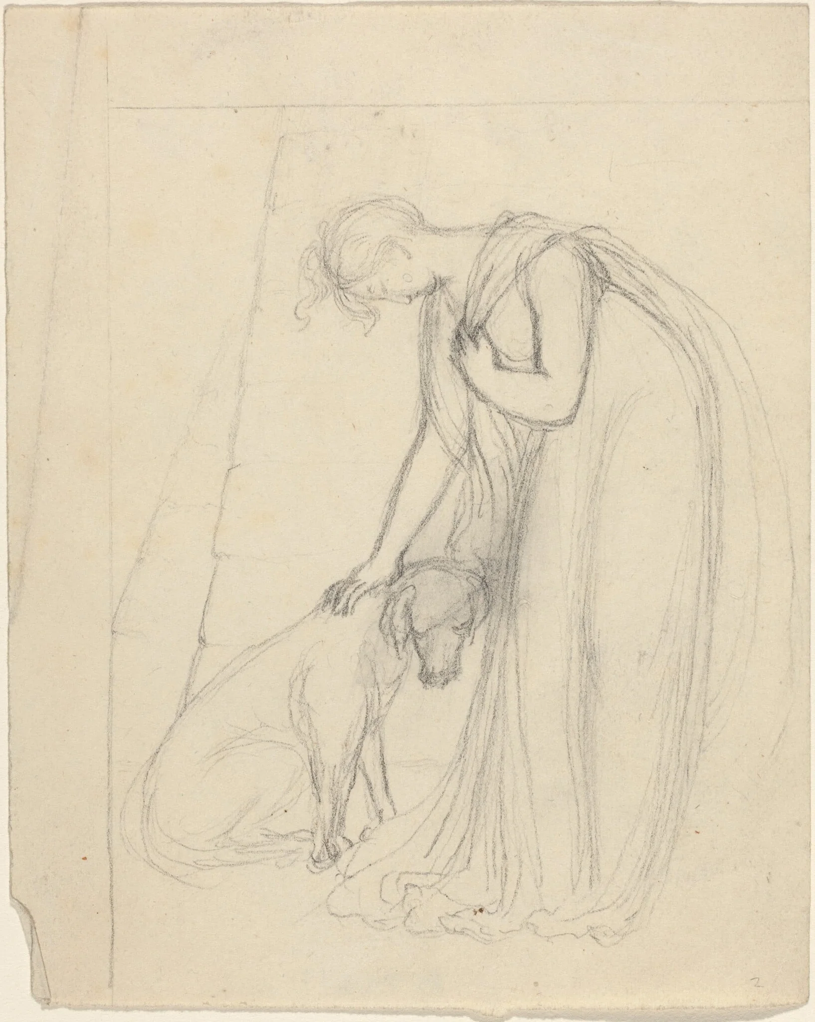 Woman Patting a Dog, by John Flaxman, graphite, 1790