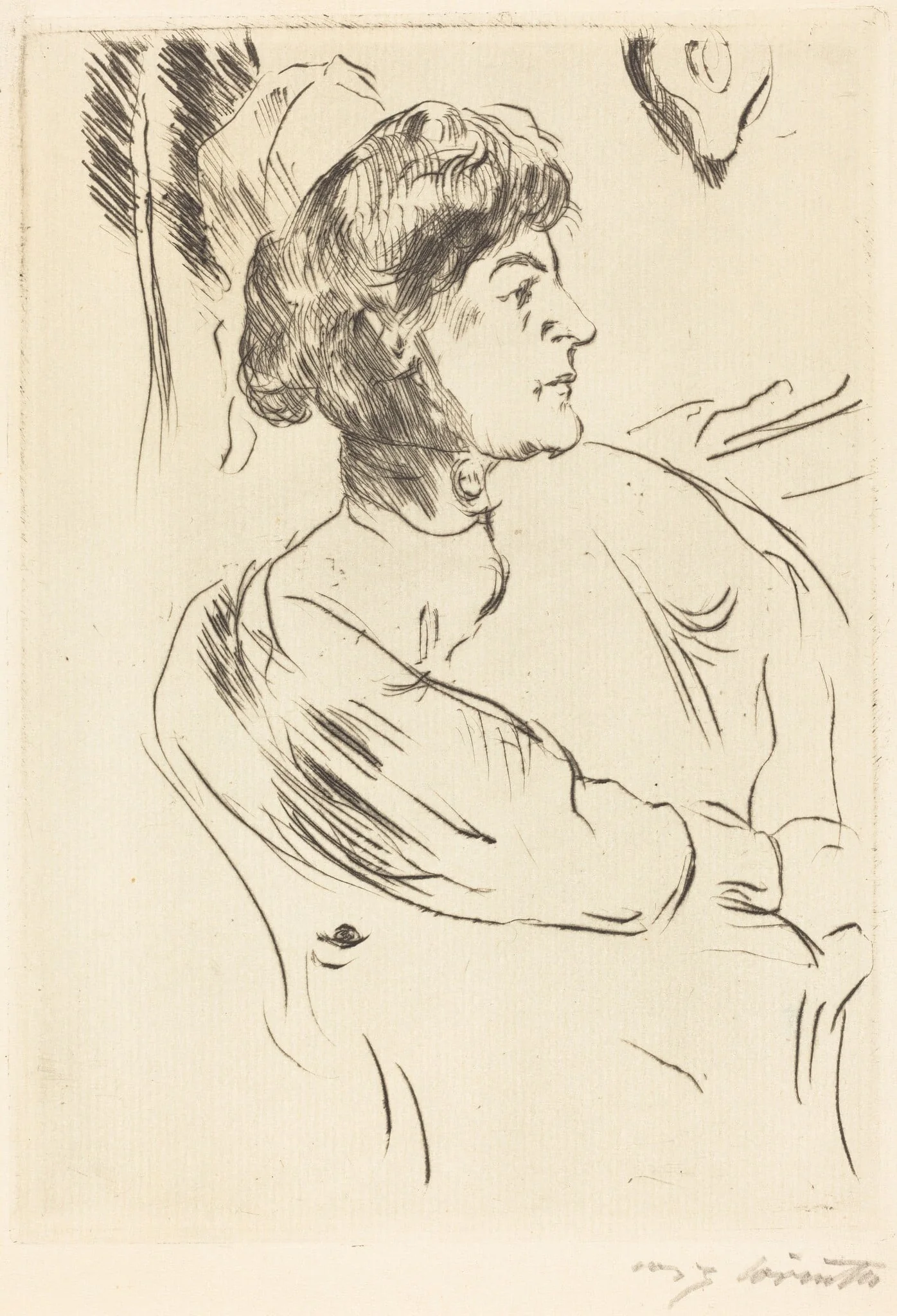 Krankenschwester (Nurse), by Lovis Corinth, ink, 1914