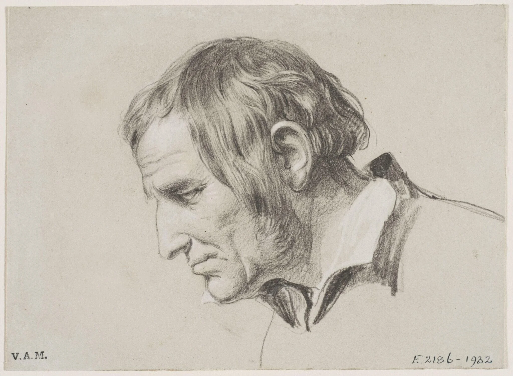 Study of an old man’s head, by Richard CB, RA, ARA Redgrave, 1850