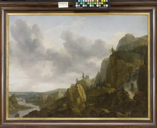 Northern Mountain Landscape with Waterfall