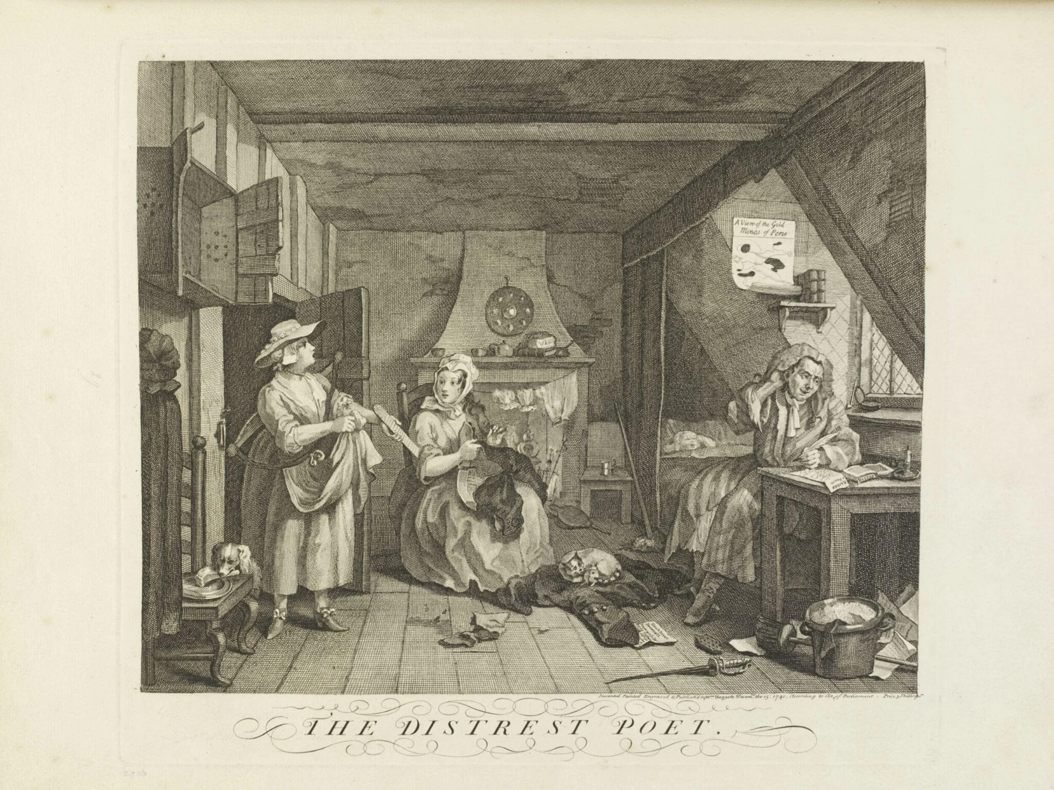 The Distressed Poet, by William Hogarth, 1750
