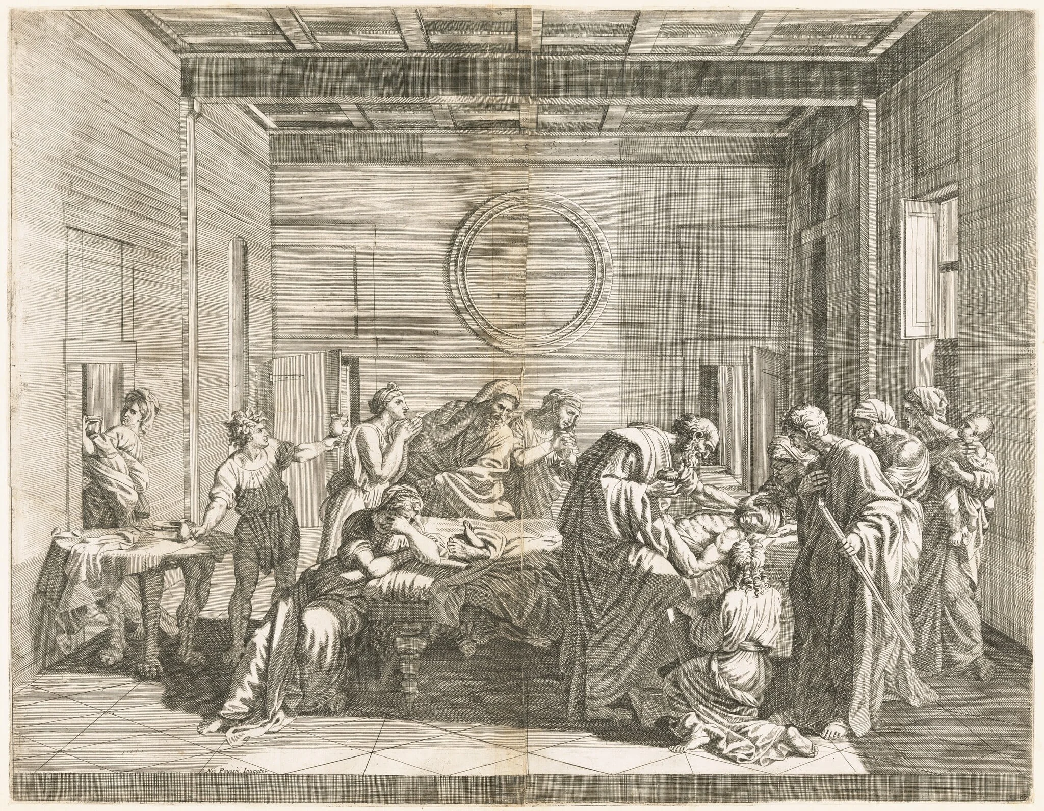 Extreme Unction, by Jean Dughet, ink, 1650