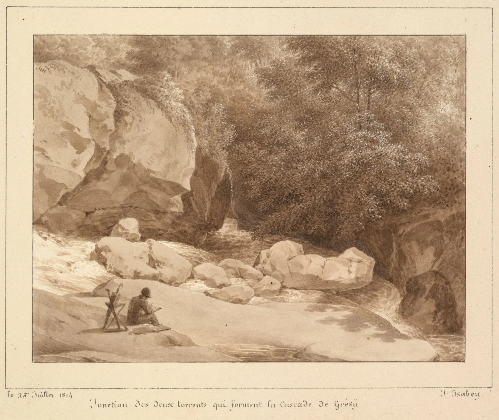 Jonction des deux torrents qui forment la Cascade de Grésy, by Jean-Baptiste Isabey, 1814