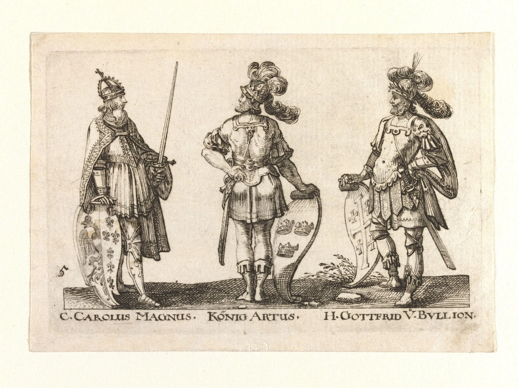 Charles the Great, King Arthur and Godfrey of Bouillon, by Rudolph Meyer, 1550