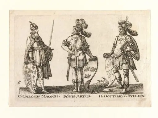 Charles the Great, King Arthur and Godfrey of Bouillon