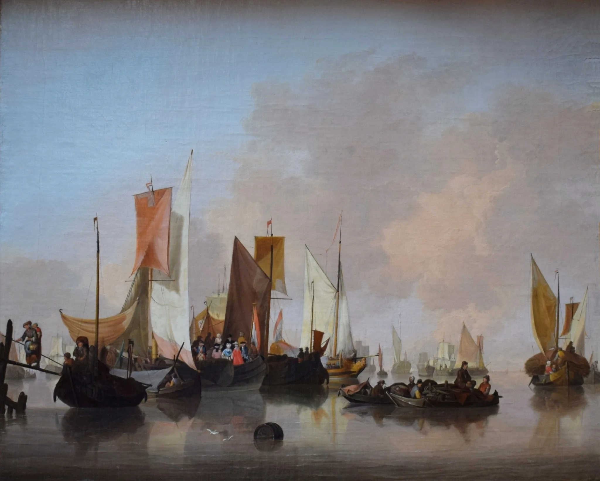 Dutch Vessels in a Calm Water, by Jan van Os, oil, 1750
