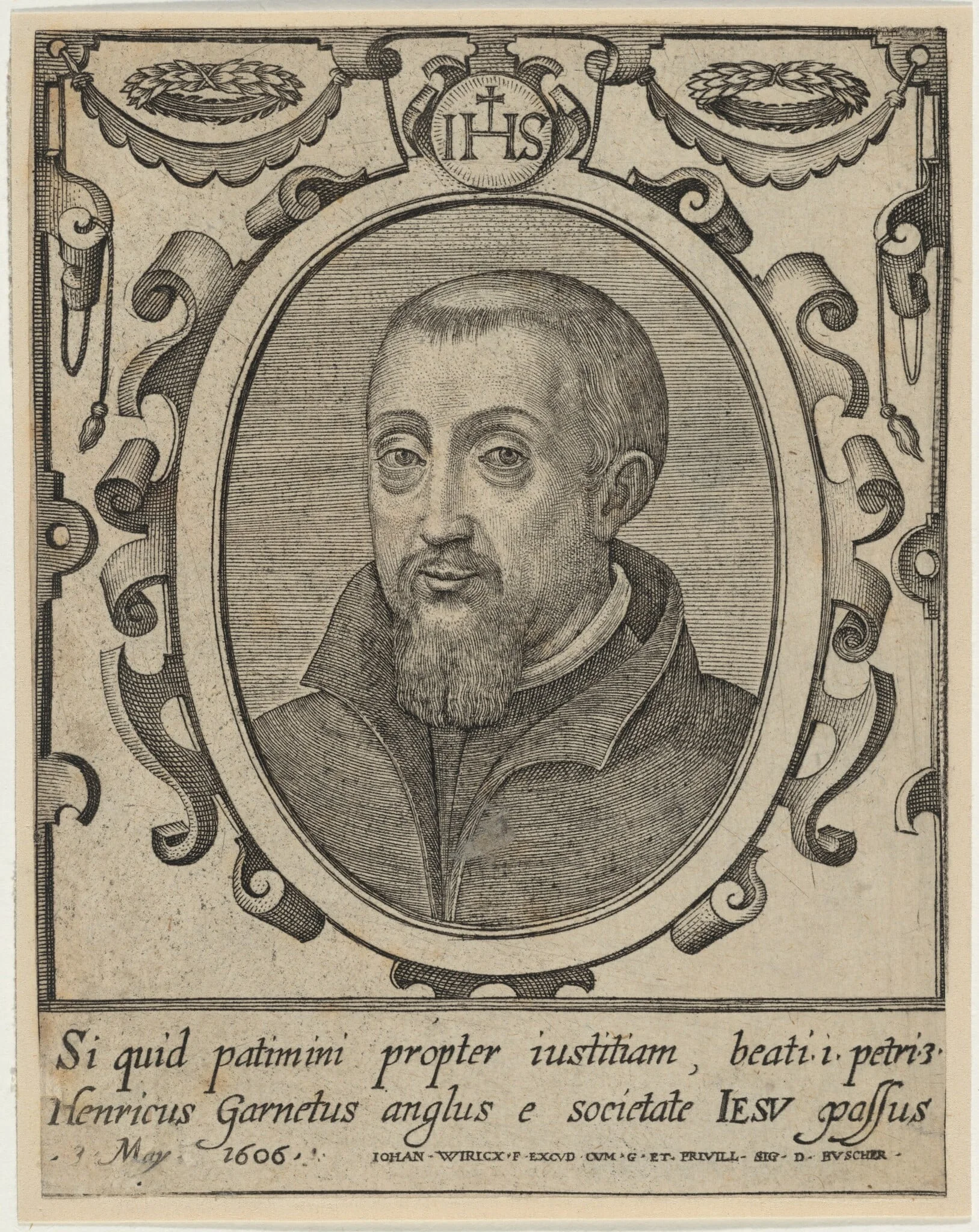 Henry Garnett, by Johan Wierix, ink, 1582