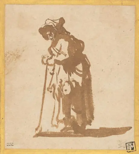 Beggar Woman Leaning on a Stick