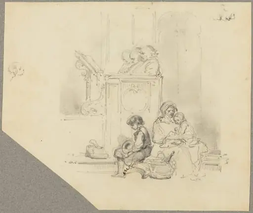 Figures at a Church Service