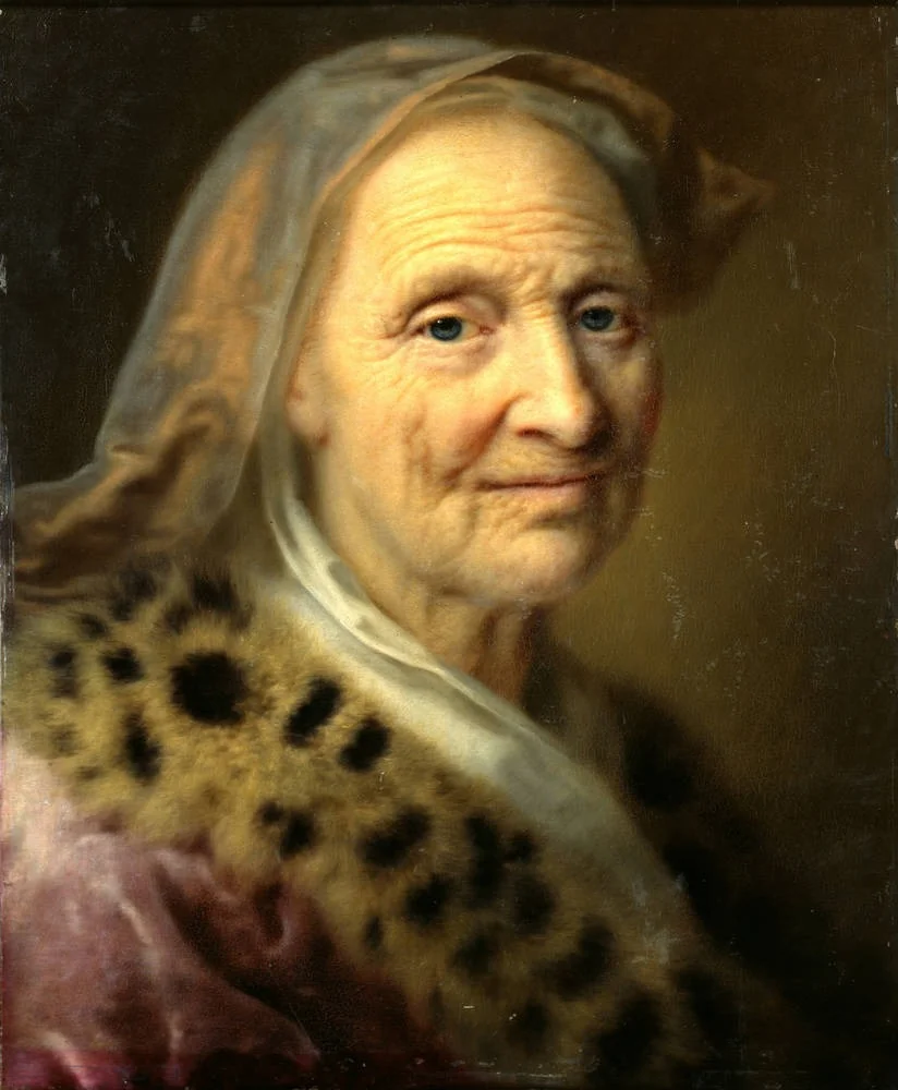Alte Frau mit goldgelbem Kopftuch, by Balthasar Denner, oil, 1737
