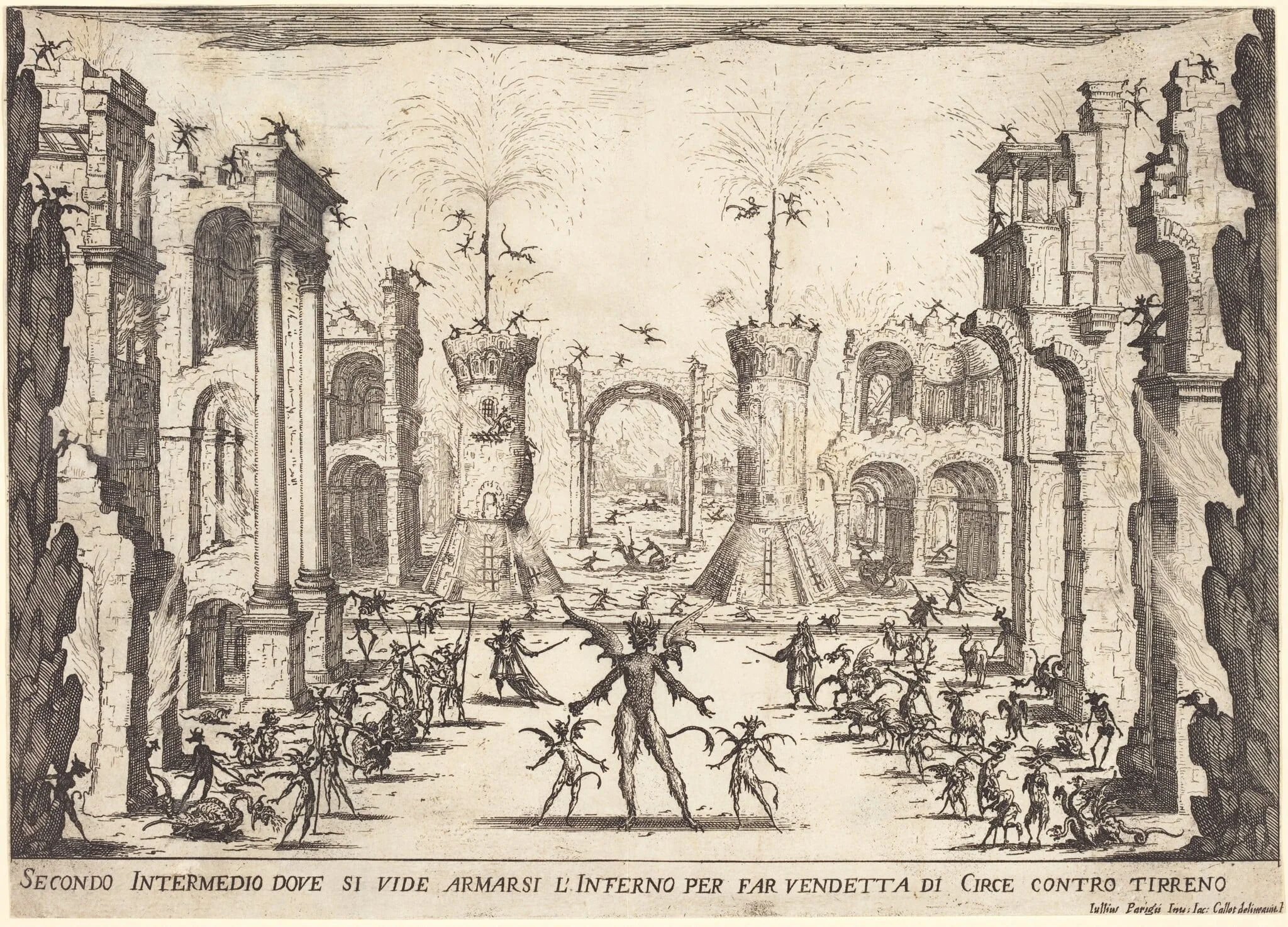 Second Intermezzo, by Jacques Callot, ink, 1617