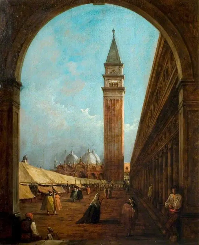 Venice: A Fair in the Piazza San Marco Seen through an Archway at the South-West End