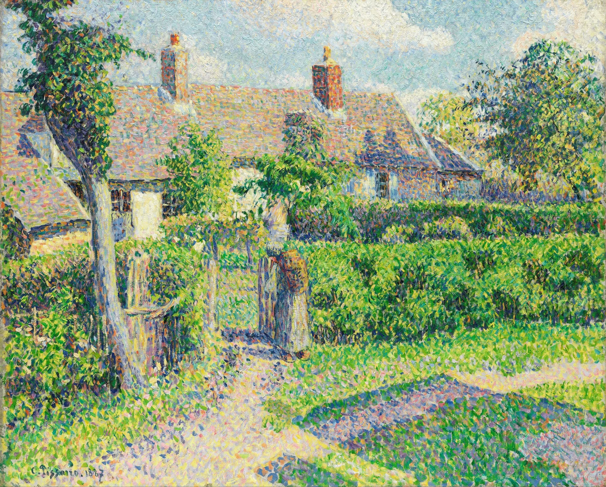 Peasants' houses, Eragny, by Camille Pissarro, oil, 1894