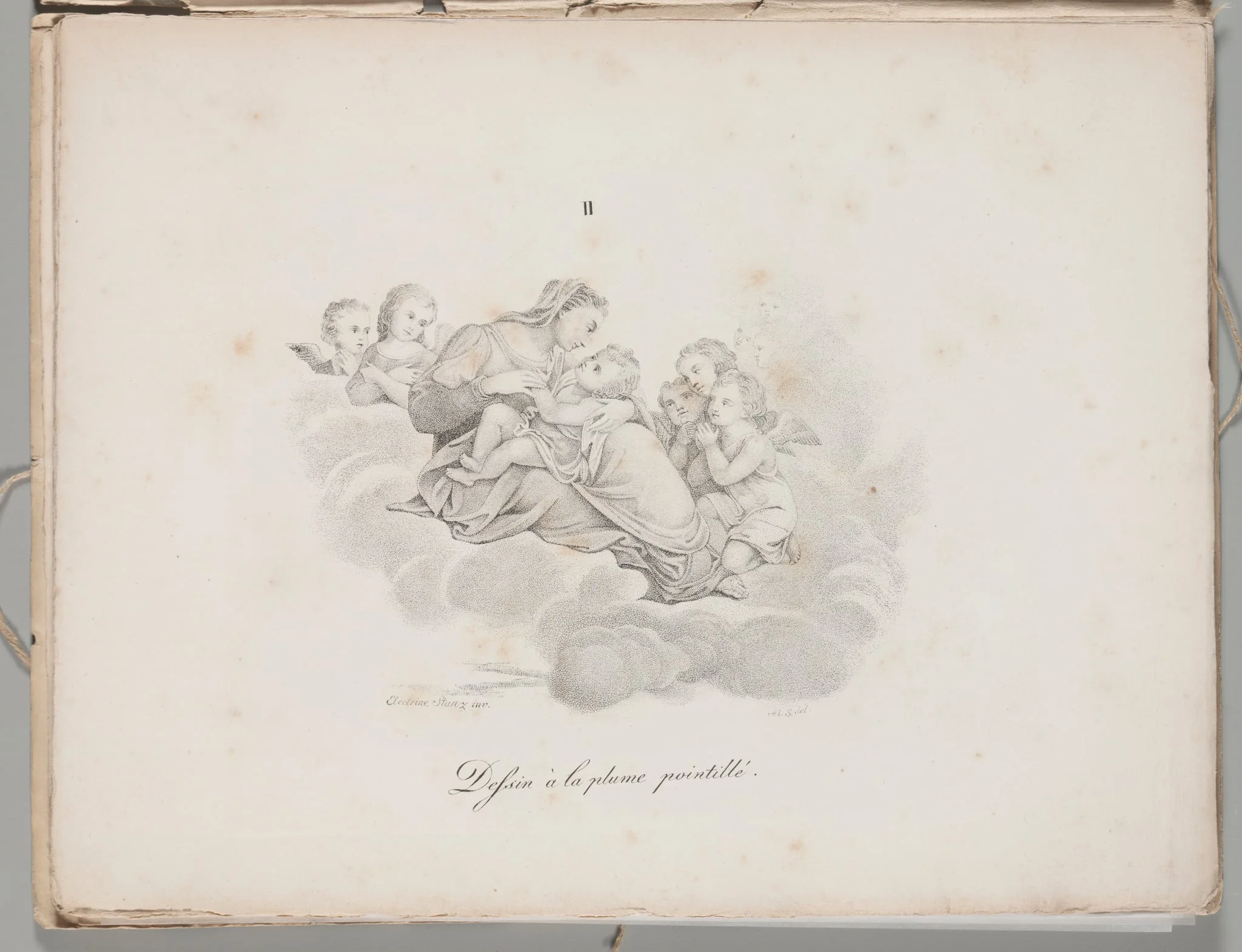 Art of the Lithograph: Madonna and Child on the Clouds, Plate II, by Alois Senefelder, 1819