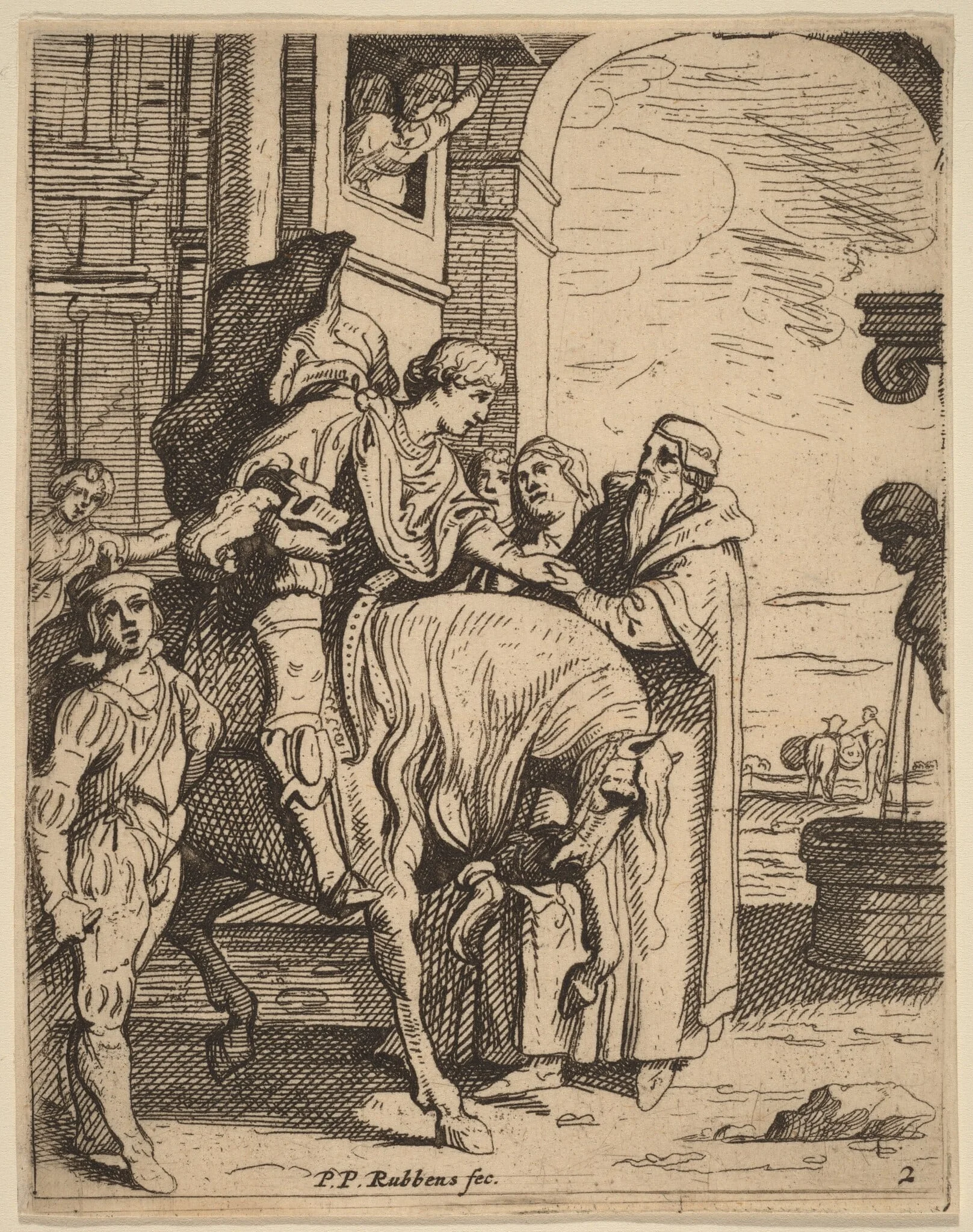 The Prodigal Son Bids Farewell to His Father, by Theodoor van Thulden, ink, 1638