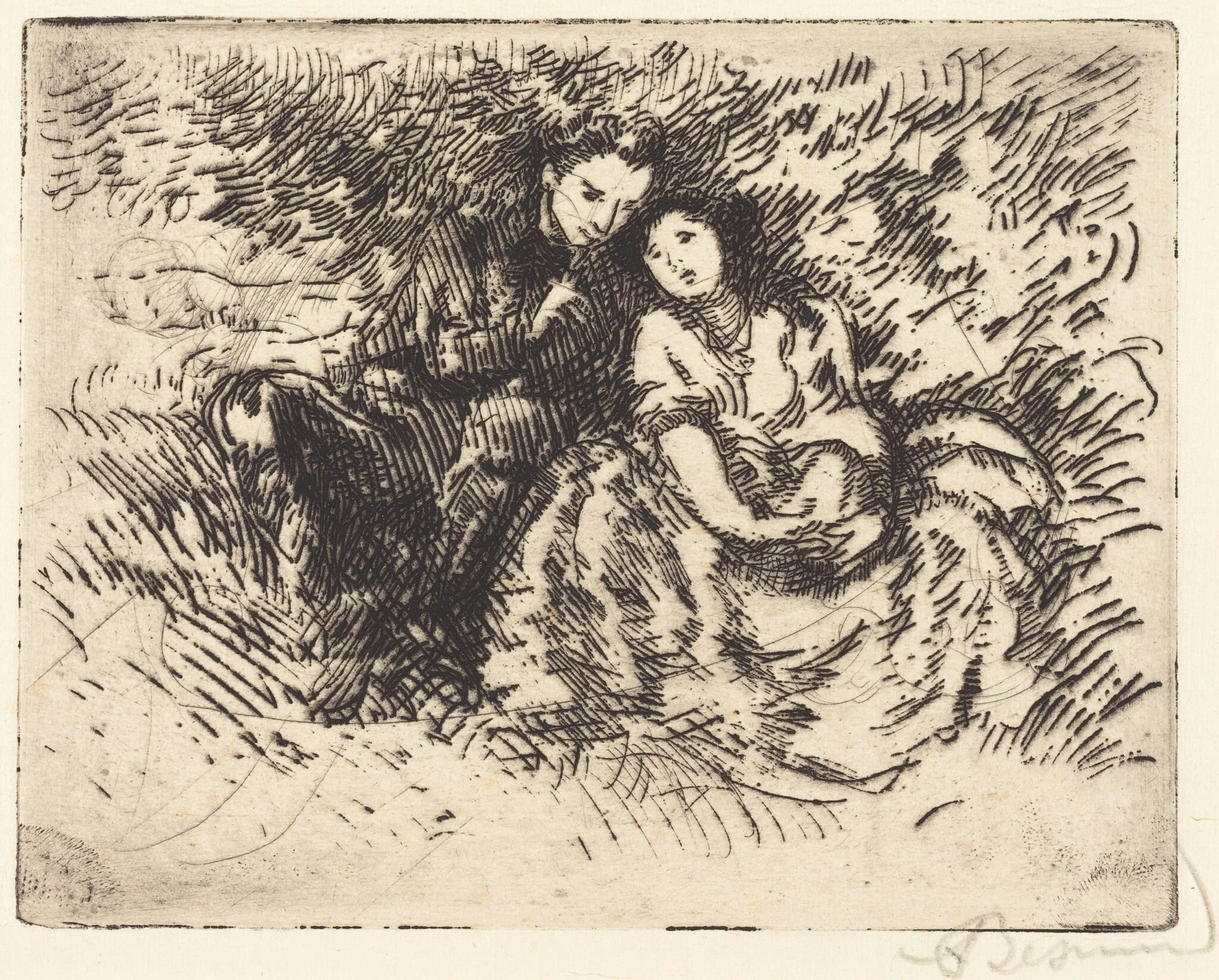 Amorous Conversation (Conversation amoreuse), by Paul-Albert Besnard, ink, 1913