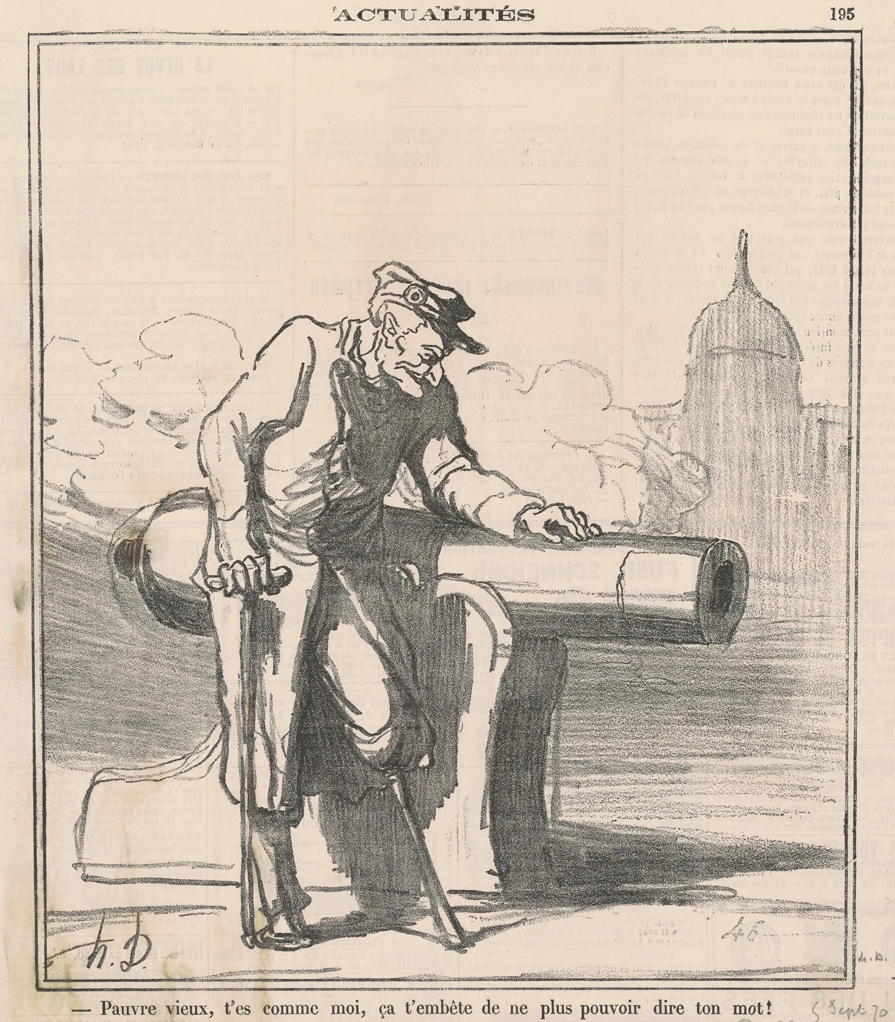 Pauvre vieux! T'es comme moi ..., by Honoré Daumier, ink, 1870
