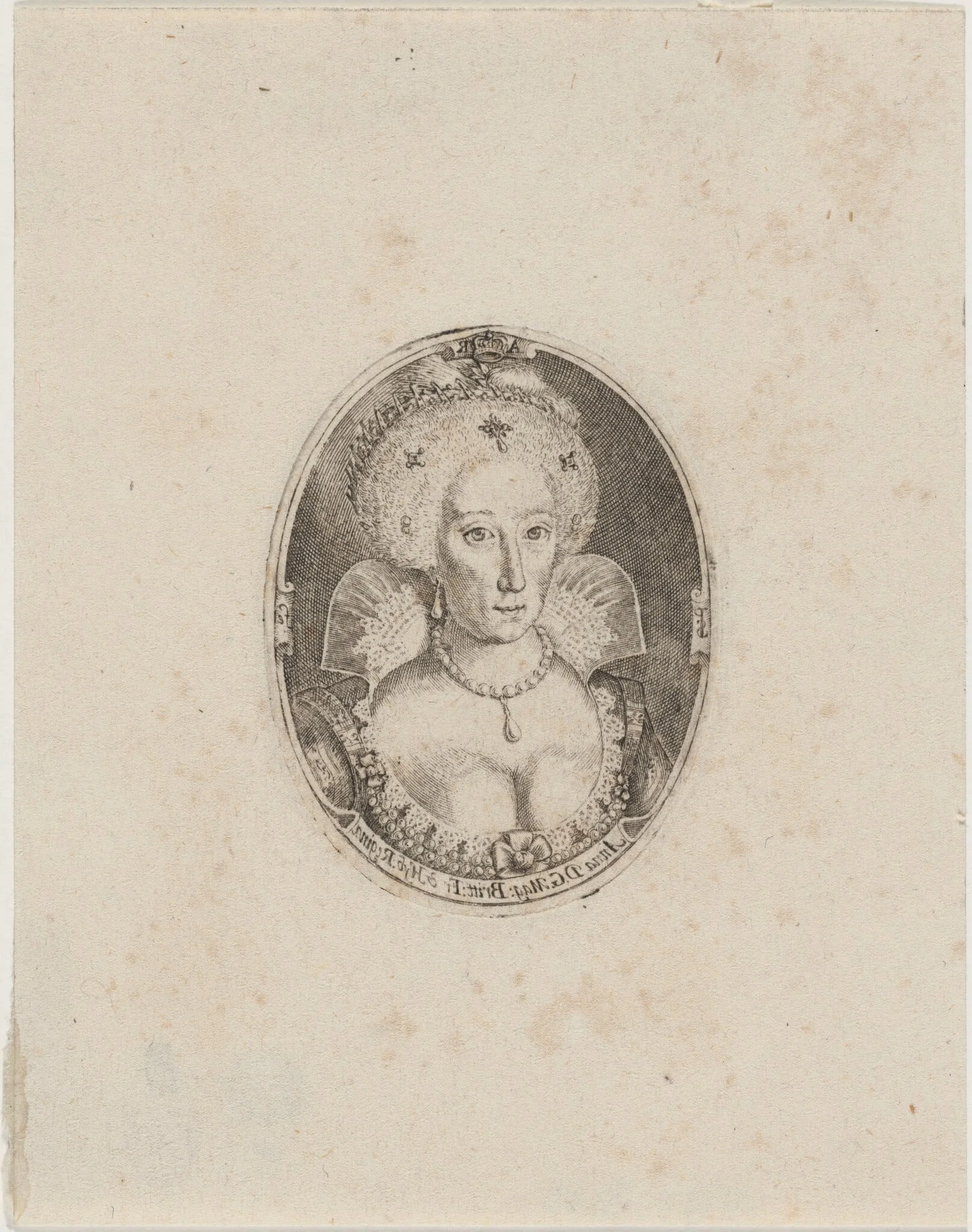 Anne of Denmark, by Simon van de Passe, ink, 1621