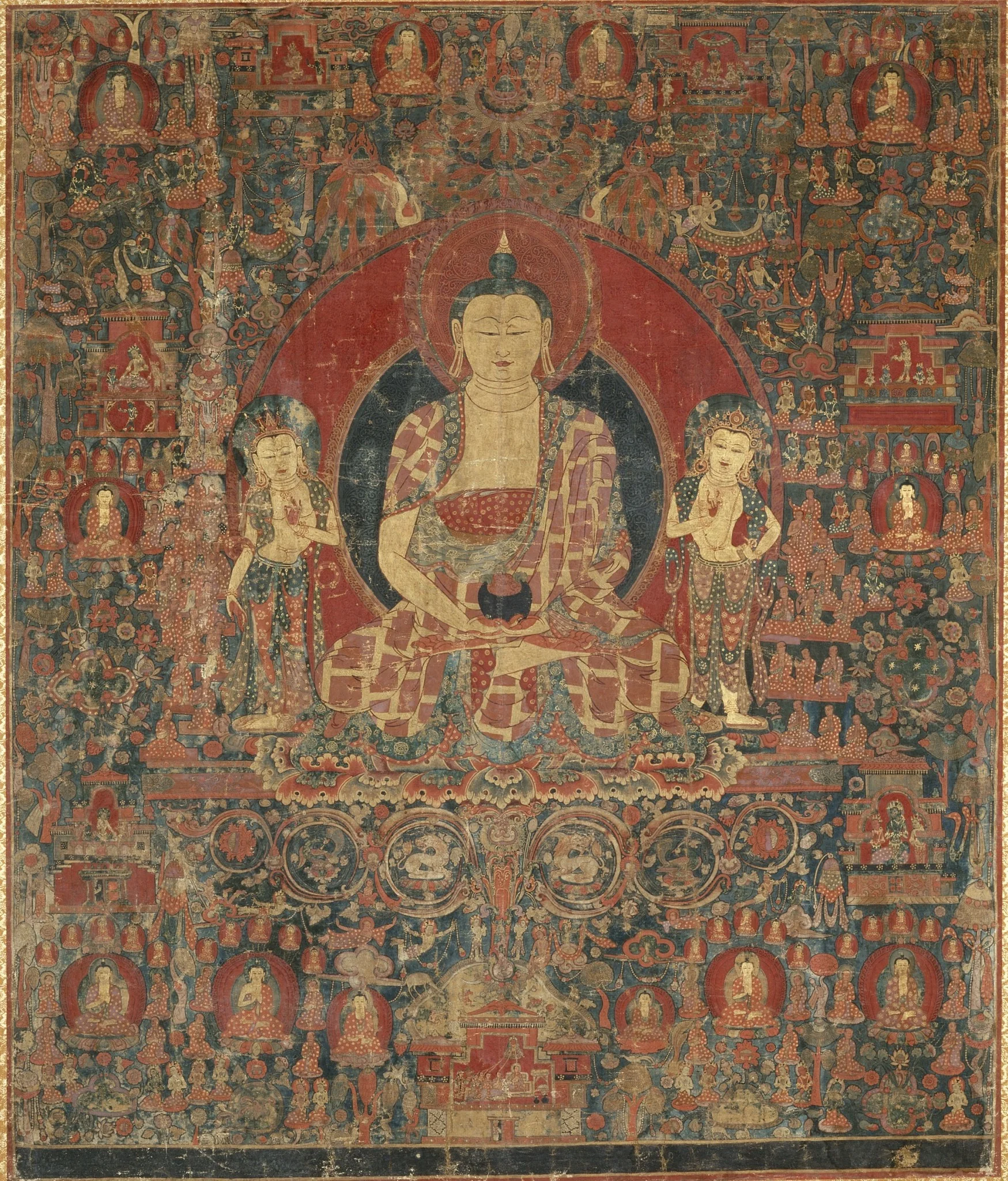 The Jina Buddha of Infinite Light (Amitabha) in His Pure Land Paradise (Sukhavati)